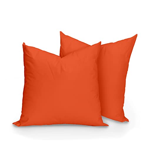 Hans-Textil-Shop 2er Set Kissenbezüge, 100% Baumwolle, Reißverschluss - Kopfkissen, Dekokissen, Couchkissen, Sofakissen (40x40 cm, Orange) von Hans-Textil-Shop