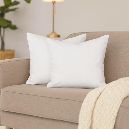 Hans-Textil-Shop 2er Set Kissenbezüge, 100% Baumwolle, Reißverschluss - Kopfkissen, Dekokissen, Couchkissen, Sofakissen (50x50 cm, Weiß) von Hans-Textil-Shop