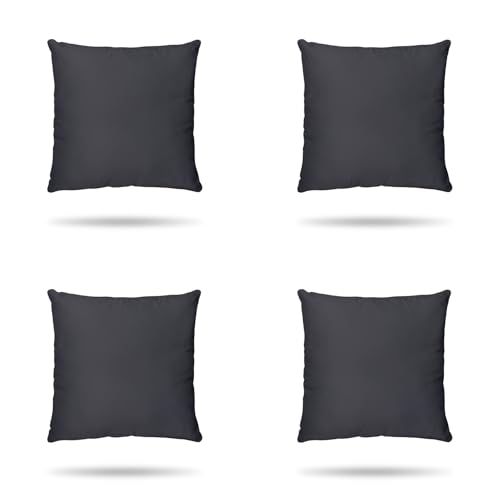 Hans-Textil-Shop 4er Set Kissenbezüge Uni 100% Baumwolle, Reißverschluss - Kissen, Kissenhülle, Kopfkissen, Dekokissen, Couchkissen, Sofakissen (Dunkelgrau, 30 x 60 cm) von Hans-Textil-Shop