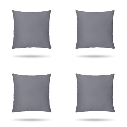 Hans-Textil-Shop 4er Set Kissenbezüge Uni 100% Baumwolle, Reißverschluss - Kissen, Kissenhülle, Kopfkissen, Dekokissen, Couchkissen, Sofakissen (Grau, 30 x 60 cm) von Hans-Textil-Shop