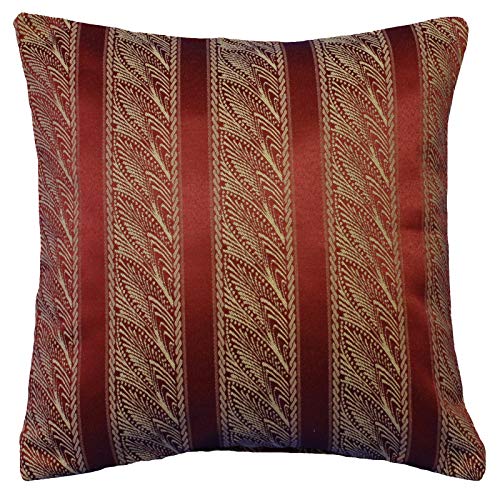 Hans-Textil-Shop Jacquard Kissenbezug 40x40 cm Orientalische Goldstreifen, Baumwolle-Polyester Mix, Reißverschluss, Ideal für Sofa und Bett, Langlebig und Dekorativ von Hans-Textil-Shop