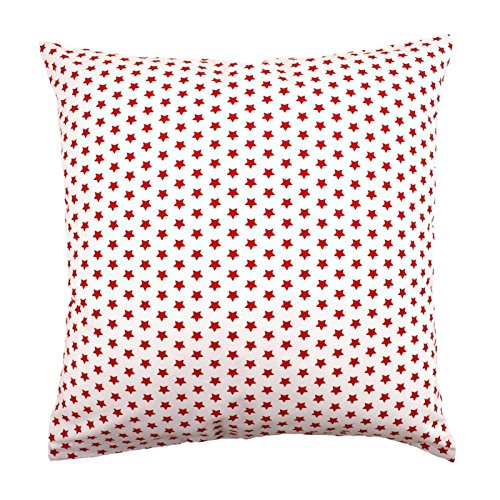 Hans-Textil-Shop Kissenbezug Sterne Stars 8 mm Baumwolle - Schadstoffgeprüfter Stoff - Kissenhülle, Kopfkissenbezug, Zierkissenbezug (Rot auf Weiß, 30x30 cm) von Hans-Textil-Shop