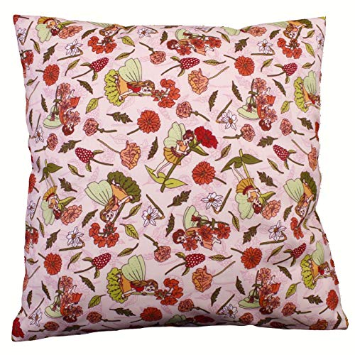 Hans-Textil-Shop Kissenbezug 40x40 cm Fee Elfen Blumen Baumwolle - Für Kinder, Mädchen, Deko, Sofa, Bett (Rosa) von Hans-Textil-Shop