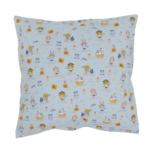 Hans-Textil-Shop Kissenbezug 40x40 cm Piraten Tiere Baumwolle - Kinder (Hellblau) von Hans-Textil-Shop