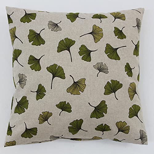 Hans-Textil-Shop Kissenbezug Ginkgo-Design – Half Panama Baumwollmix, Verschiedene Größen, Grau/Grün, EU-Qualität (50x50 cm, Grün) von Hans-Textil-Shop