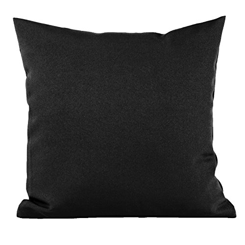 Hans-Textil-Shop Kissenbezug 50x50 cm Uni Schwarz Polyester - Einfarbig, Pflegeleicht, Bügelarm bis Bügelleicht, Qualität Made in EU von Hans-Textil-Shop