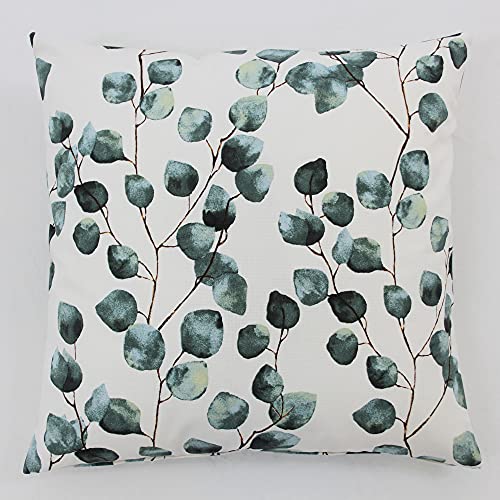 Hans-Textil-Shop Kissenbezug Baumwoll Mix Motive Muster, Kissen, Kissenhülle, Kopfkissenbezug, Sofakissen, Couchkissen, Dekokissen (Eukalyptusblätter, 40 x 40 cm) von Hans-Textil-Shop