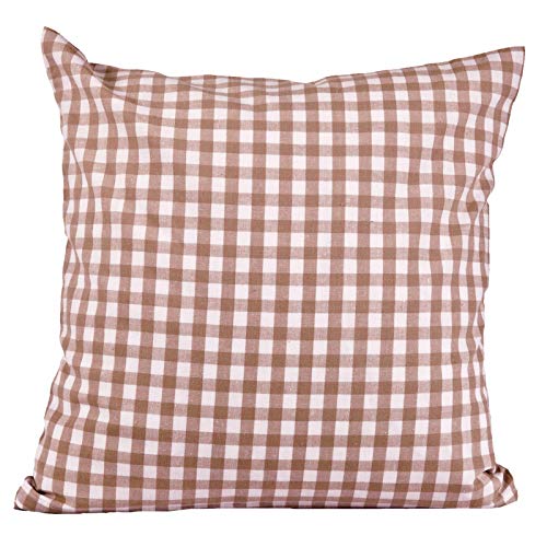 Hans-Textil-Shop Kissenbezug Karo 1x1 cm Reißverschluss - Kissenhülle, Kissen, Sofakissen, Kopfkissen, Dekokissen, Landhaus, Karomuster, Kariert (40x80 cm, Beige) von Hans-Textil-Shop