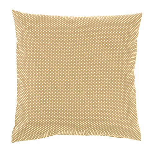 Hans-Textil-Shop Kissenbezug Punkte 2 mm Baumwolle - Schadstoffgeprüfter Stoff, Deko, Sofa, Bett, Kissen, Kissenhülle (Weiß auf Beige, 40x40 cm) von Hans-Textil-Shop