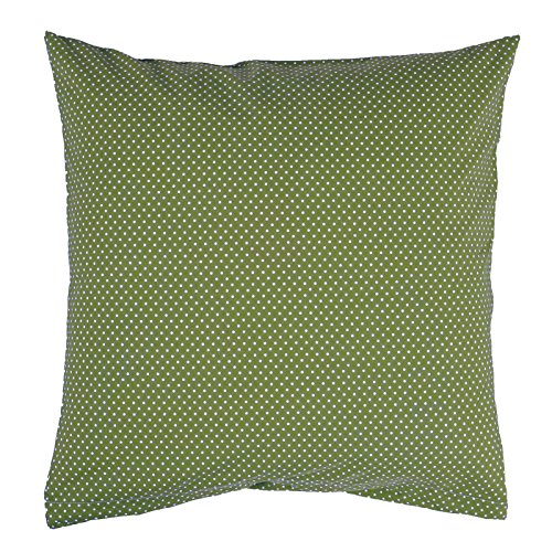 Hans-Textil-Shop Kissenbezug Punkte 2 mm Baumwolle - Schadstoffgeprüfter Stoff, Deko, Sofa, Bett, Kissen, Kissenhülle (Weiß auf Farngrün, 40x40 cm) von Hans-Textil-Shop