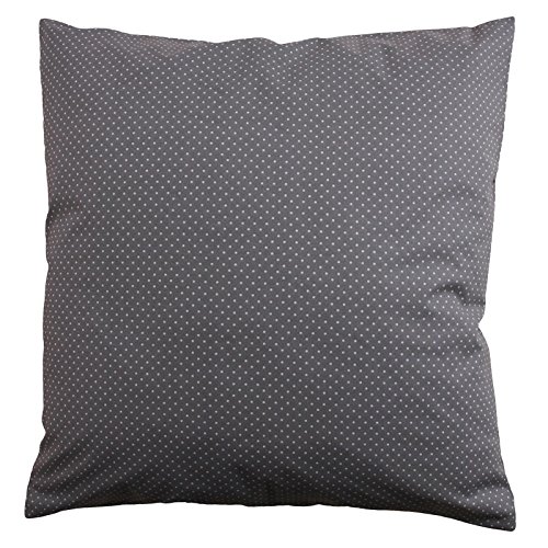 Hans-Textil-Shop Kissenbezug Punkte 2 mm Baumwolle - Schadstoffgeprüfter Stoff, Deko, Sofa, Bett, Kissen, Kissenhülle (Weiß auf Grau, 40x40 cm) von Hans-Textil-Shop