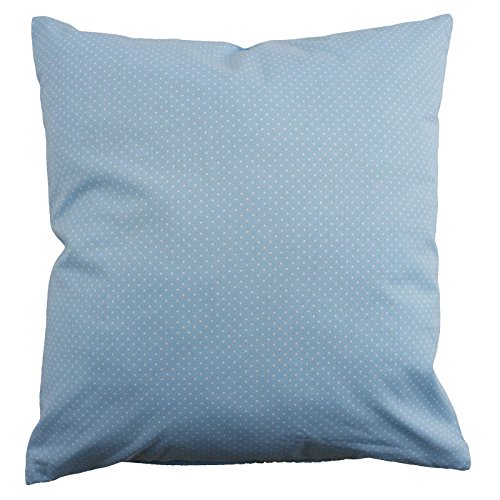 Hans-Textil-Shop Kissenbezug Punkte 2 mm Baumwolle - Schadstoffgeprüfter Stoff, Deko, Sofa, Bett, Kissen, Kissenhülle (Weiß auf Hellblau, 40x40 cm) von Hans-Textil-Shop