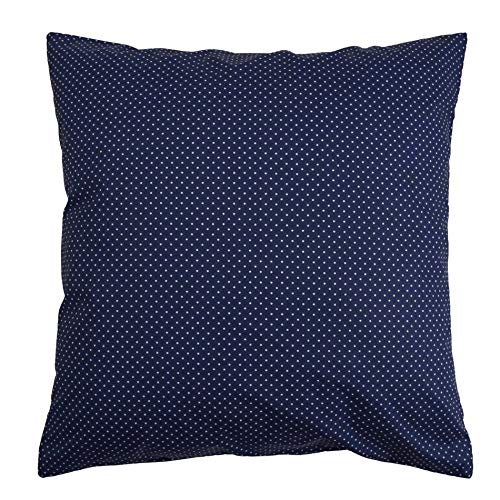 Hans-Textil-Shop Kissenbezug Punkte 2 mm Baumwolle - Schadstoffgeprüfter Stoff, Deko, Sofa, Bett, Kissen, Kissenhülle (Weiß auf Marine Blau, 40x40 cm) von Hans-Textil-Shop