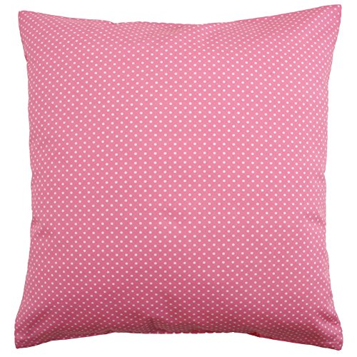 Hans-Textil-Shop Kissenbezug Punkte 2 mm Baumwolle - Schadstoffgeprüfter Stoff, Deko, Sofa, Bett, Kissen, Kissenhülle (Weiß auf Rosa, 30x30 cm) von Hans-Textil-Shop