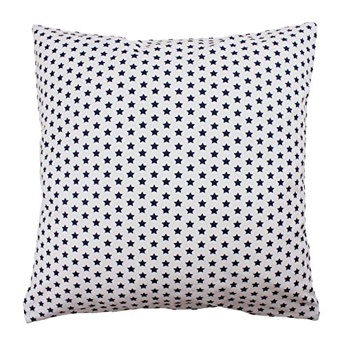 Hans-Textil-Shop Kissenbezug Sterne Stars 8 mm Baumwolle - Kissen, Kissenhülle, Sofakissen, Dekokissen, Kopfkissen, Zierkissen, Weihnachten (Marine auf Weiß, 30 x 30 cm) von Hans-Textil-Shop