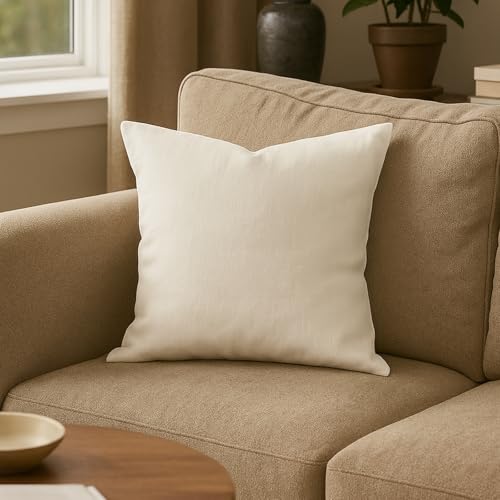 Hans-Textil-Shop Kissenbezug Uni 100% Leinen - Deko, Sofa, Kissen, Kopfkissen, Kissenhülle (Weiß, 30x30 cm) von Hans-Textil-Shop