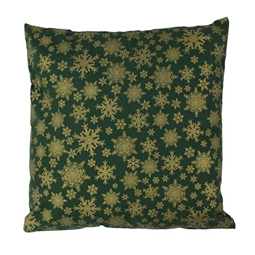 Hans-Textil-Shop Kissenbezug Weihnachten 40x40 cm Goldene Sterne auf Grün Baumwolle - Sofa Couch Kissenhülle Deko Xmas von Hans-Textil-Shop