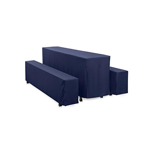 Hans-Textil-Shop Premium Hussen-Set Uni Polyester Bodenlang - Pflegeleicht, Bügelleicht und Langlebig (200x50 cm + 2X 200x25 cm, Marine Blau) von Hans-Textil-Shop