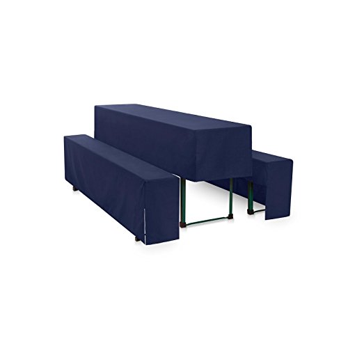 Hans-Textil-Shop Premium Hussen-Set Uni Polyester Halblang - Pflegeleicht, Bügelleicht und Langlebig (220x50 cm + 2X 220x25 cm, Marine Blau) von Hans-Textil-Shop