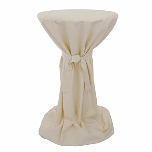 Hans-Textil-Shop Premium Stehtischhusse 80-85 cm Uni Creme 100% Baumwolle Canvas - Mit Schleife, Langlebig, Strapazierfähig, Qualität Made in EU von Hans-Textil-Shop