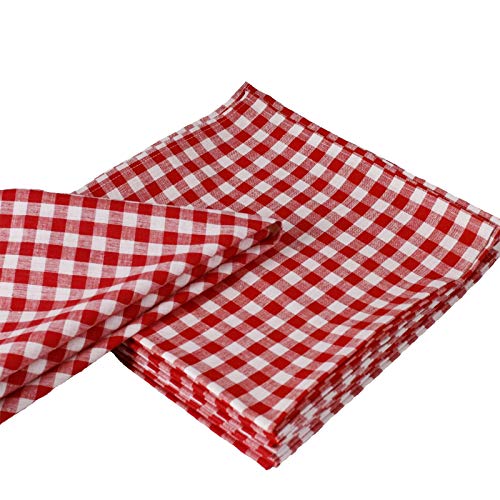 Hans-Textil-Shop Servietten Karo 1x1 cm Baumwolle - Stoffserviette, Tischdeko, Karomuster, Kariert, Landhaus, Nachhaltig (Rot, 40x40 cm) von Hans-Textil-Shop