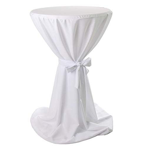 Hans-Textil-Shop Stehtischhusse Weiß Baumwolle Linon - Kochfest, Bistrotisch, Rund, Hussen, Gartentisch (80-85 cm) von Hans-Textil-Shop