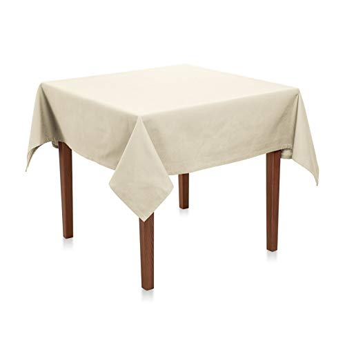 Tischdecke 130x130 cm Creme Polyester - Uni, Einfarbig, Premium Qualität, Pflegeleicht, Bügelarm bis Bügelfrei, Made in Europe von Hans-Textil-Shop