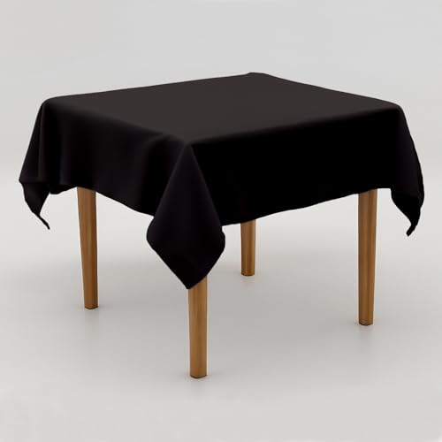 Tischdecke Uni Polyester - Einfarbig, Pflegeleicht, Bügelfrei, Tischtuch, Tischwäsche, Privat, Restaurant, Hotel, Handgefertigt, Made in Europa (Schwarz, 130x130 cm) von Hans-Textil-Shop