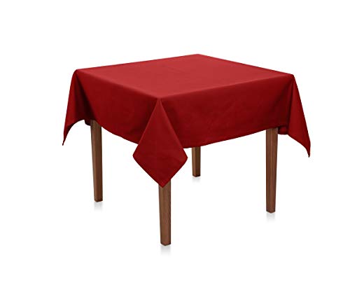 Tischdecke Baumwolle Canvas - Uni, Einfarbig, Premium Qualität, Langlebig, Strapazierfähig, Made in Europe (Bordeaux Rot, 100x100 cm) von Hans-Textil-Shop