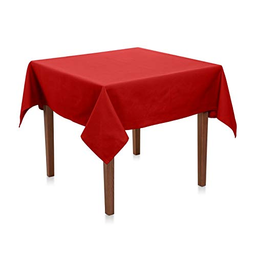 Tischdecke Baumwolle Linon - Pflegeleicht, Langlebig, Schadstoffgeprüfter Stoff - Tischtuch & Tischdeko für Feste, Geburtstage, Hochzeiten oder den täglichen Gebrauch (Rot, 80x80 cm) von Hans-Textil-Shop