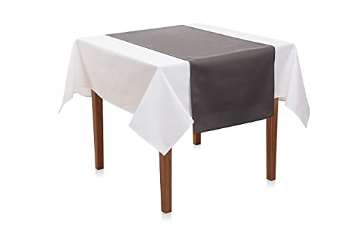 Tischläufer 45x145 cm Baumwolle Linon | Feine Tischdeko, Made in Europe, Versand aus Deutschland (Dunkelgrau) von Hans-Textil-Shop