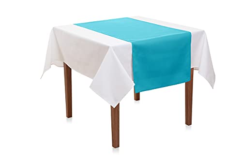 Tischläufer 45x145 cm Baumwolle Linon | Feine Tischdeko, Made in Europe, Versand aus Deutschland (Türkis) von Hans-Textil-Shop