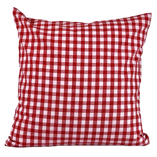 Hans-Textil-Shop Kissenbezug Karo 1x1 cm Hotelverschluss - Kariert, Landhaus, Kissen, Kissenhülle, Dekokissen, Sofakissen, Couchkissen, Kopfkissen (Rot, 40 x 40 cm) von Hans-Textil-Shop