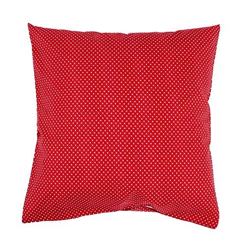 Hans-Textil-Shop Kissenbezug Punkte 2 mm Baumwolle - Schadstoffgeprüfter Stoff, Deko, Sofa, Bett, Kissen, Kissenhülle (Weiß auf Rot, 40x40 cm) von Hans-Textil-Shop