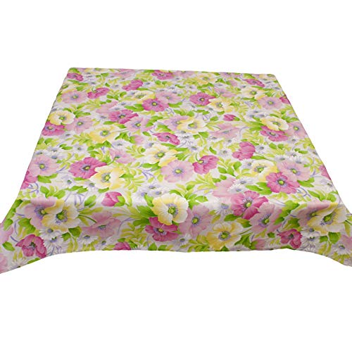 Outdoor Tischdecke Blumen - Wasserabweisend, Schmutzabweisend (100x100 cm, Rosa) von Hans-Textil-Shop