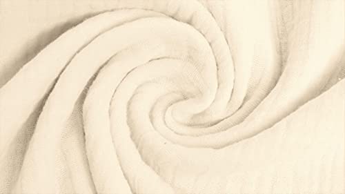 Musselin Stoff Meterware Uni Einfarbig - 1 Meter, Musselinstoff, Baumwollkrepp, Double Gauze, Babykleidung, Kuscheltücher, Stoffwindel, Dekoration (Ecru) von Hans-Textil-Shop
