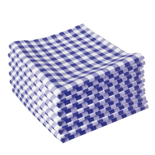 Stoffservietten Blau kariert 50x50 cm im 6er Pack – Servietten Baumwolle kariert Blau, Karo Stoffservietten für Tischdeko & Landhausstil von Hans-Textil-Shop