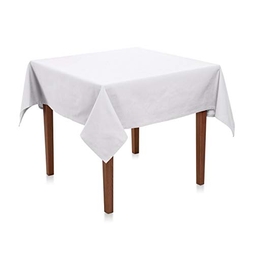 Tischdecke 100x100 cm Weiß Polyester - Uni, Einfarbig, Premium Qualität, Pflegeleicht, Bügelarm bis Bügelfrei, Made in Europe von Hans-Textil-Shop