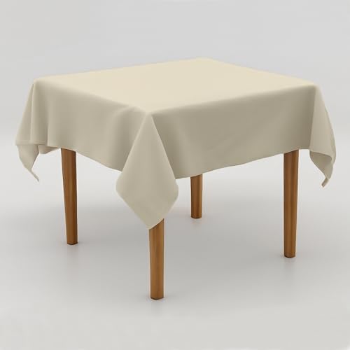 Tischdecke Uni Polyester - Einfarbig, Pflegeleicht, Bügelfrei, Tischtuch, Tischwäsche, Privat, Restaurant, Hotel, Handgefertigt, Made in Europa (Creme, 130x170 cm) von Hans-Textil-Shop