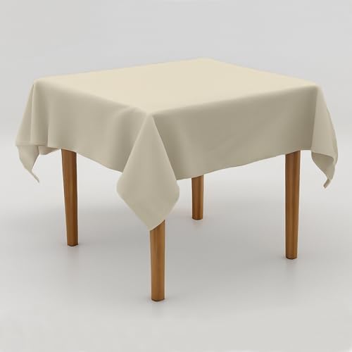 Tischdecke 130x170 cm Creme Polyester - Uni, Einfarbig, Premium Qualität, Pflegeleicht, Bügelarm bis Bügelfrei, Made in Europe von Hans-Textil-Shop