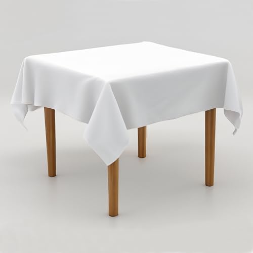 Tischdecke Uni Polyester - Einfarbig, Pflegeleicht, Bügelfrei, Tischtuch, Tischwäsche, Privat, Restaurant, Hotel, Handgefertigt, Made in Europa (Weiß, 130x190 cm) von Hans-Textil-Shop