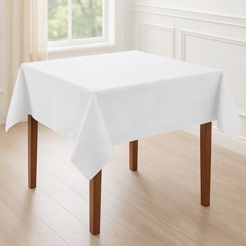 Tischdecke Baumwolle Linon - Uni, Einfarbig, Baumwolltischdecke, Tischtuch, Tischdeko (Weiß, 130x280 cm) von Hans-Textil-Shop