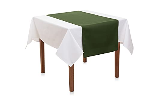 Tischläufer 45x145 cm Baumwolle Linon | Feine Tischdeko, Made in Europe, Versand aus Deutschland (Dunkelgrün) von Hans-Textil-Shop