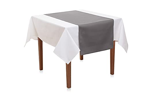 Tischläufer 45x145 cm Baumwolle Linon | Feine Tischdeko, Made in Europe, Versand aus Deutschland (Grau) von Hans-Textil-Shop