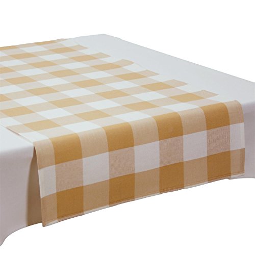 Tischläufer 45x145 cm Karo 5x5 cm Beige Modal von Hans-Textil-Shop