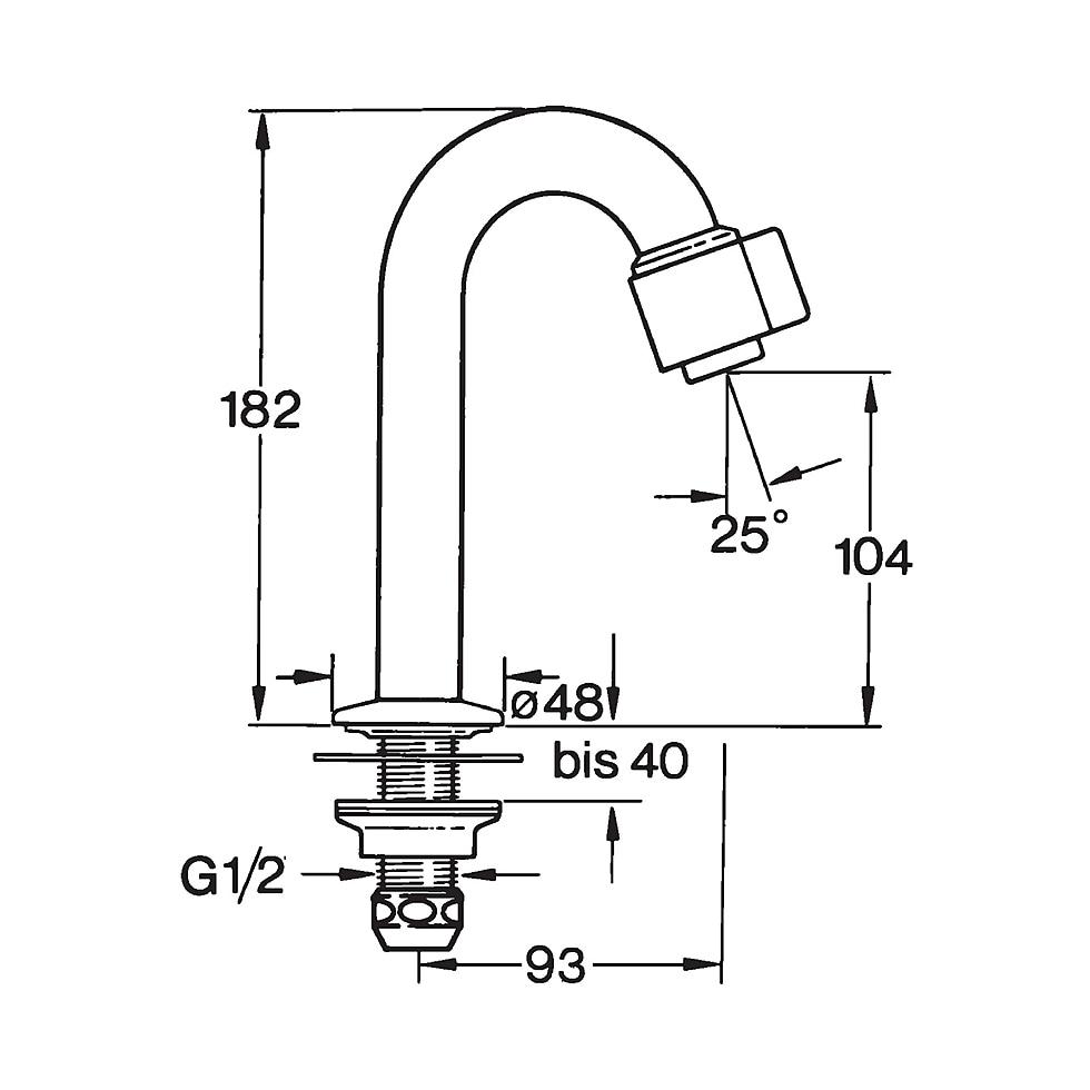 Hansa Nova Einhebelmischer Waschtischbatterie 0093 Ausladung 93mm DN15 Chrom 00938101 von Hansa