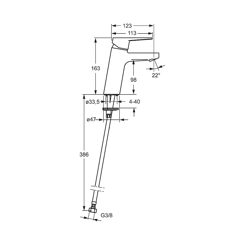 Hansa Twist Einhebelmischer Waschtischbatterie XL 0902 Ausladung 123mm DN15 Chrom 09022283 von Hansa