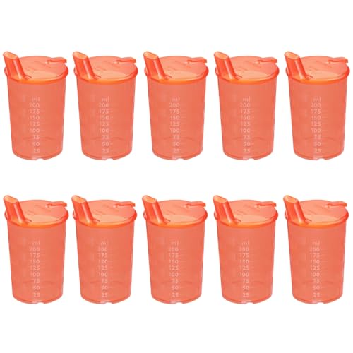 HansaGT Medical Erwachsenen Schnabelbecher mit Trinköffnung – 200ml Trinkbecher mit Deckel, 10 Stück mit Trinköffnung, ideal für Kinder und Senioren, Farbe wählbar (10Rot) von HansaGT Medical
