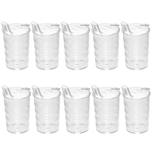 HansaGT Medical Erwachsenen Schnabelbecher mit Trinköffnung – 200ml Trinkbecher mit Deckel, 10 Stück mit Trinköffnung, ideal für Kinder und Senioren, Farbe wählbar (10Transparent) von HansaGT Medical