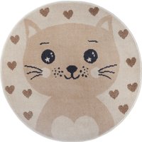 HANSE Home Kinderteppich "Adventures Cat" rund 8 mm Höhe Spielteppich, fest, Kinderzimmer, Kurzflor, Spielunterlage von Hanse Home